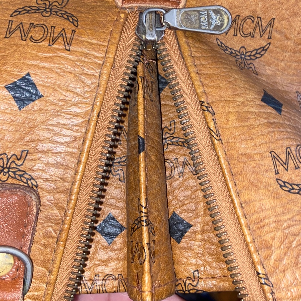 MCM Visetos Monogram Cognac Boston Bag - Picture 14 of 16